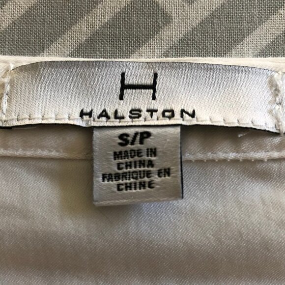 Halston Boho Scoop Neck Bell Sleeve Cotton & Nylon Button Up Shirt Wht Sz S NWOT - Picture 8 of 10